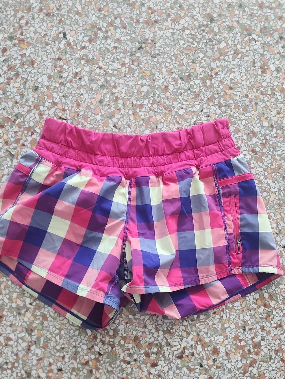 lululemon athletica Pink Purple Plaid Athletic Shorts